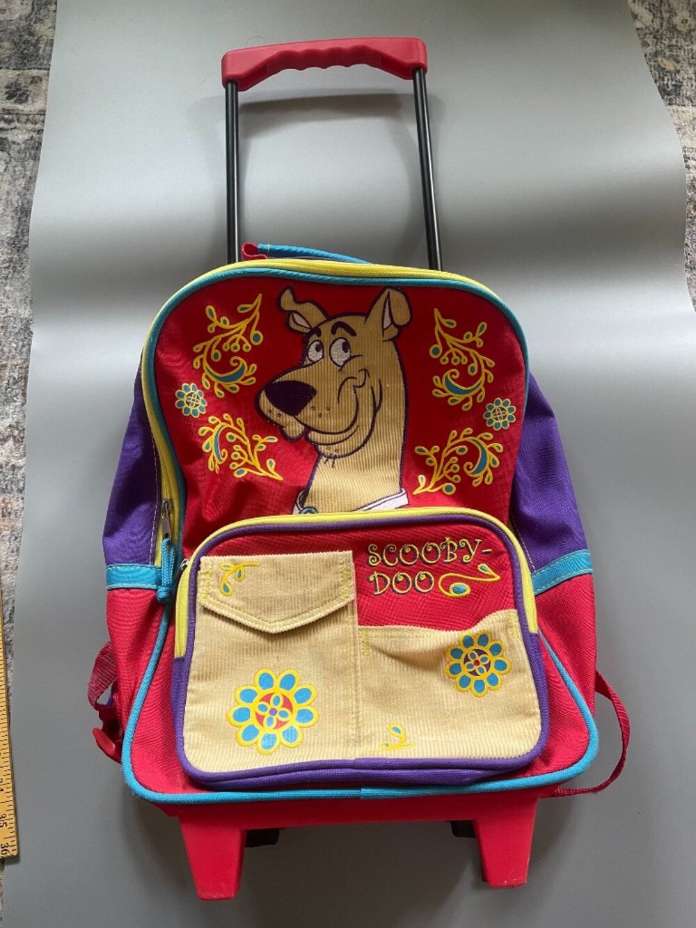 Y2K Scooby-Doo Canvas Rolling Backpack Corduroy Flowers